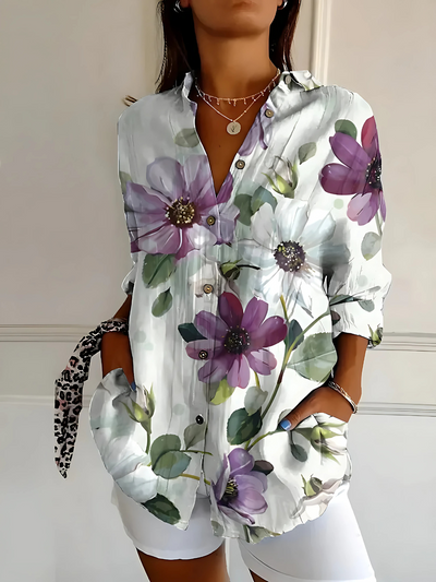 Elena | Bluse i bomuld med blomsterprint