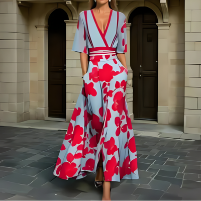 Mia | Elegant blomstreret slå-om kjole